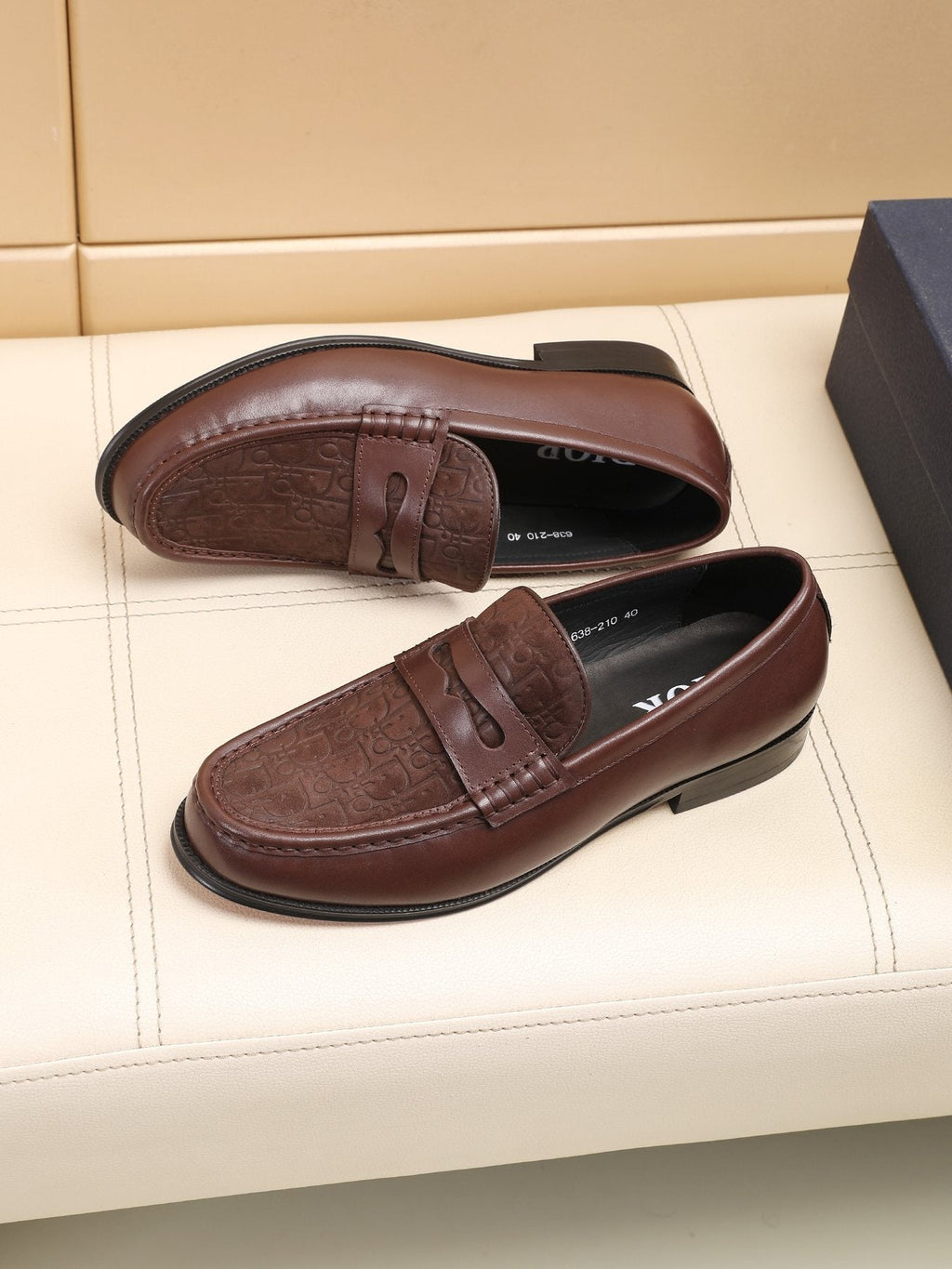 Dior Textured Apron-Toe Loafers — front