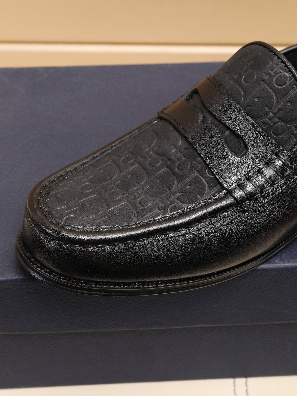 Dior Textured Apron-Toe Loafers — detail