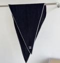 Black Triangle Scarf with White Trim — front