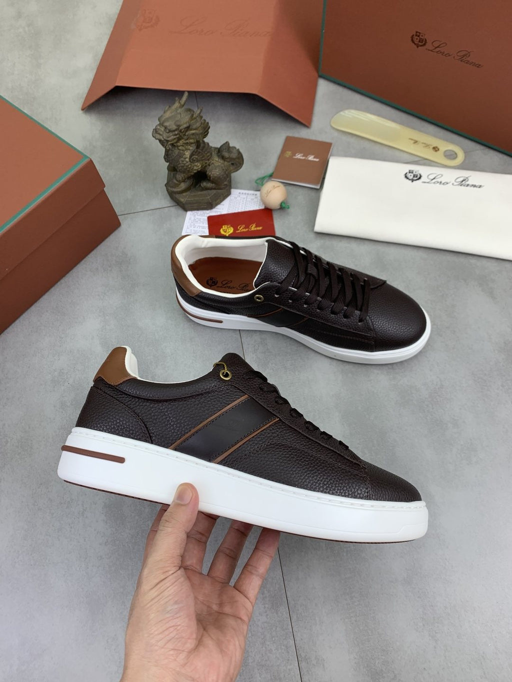 Loro Piana Contrast-Trim Low-Top Sneakers — model
