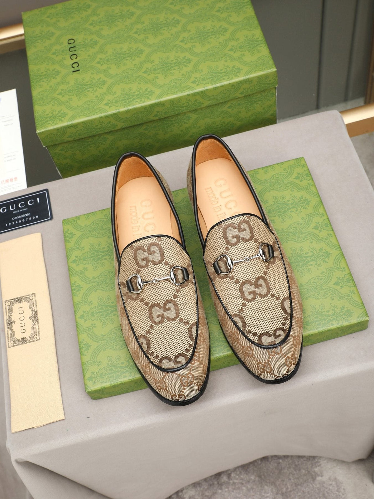 Gucci Monogram Bit Loafers — front
