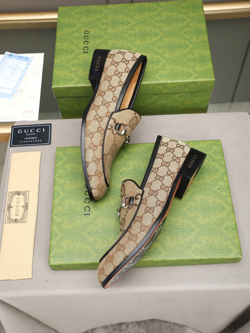 Gucci Monogram Bit Loafers — side