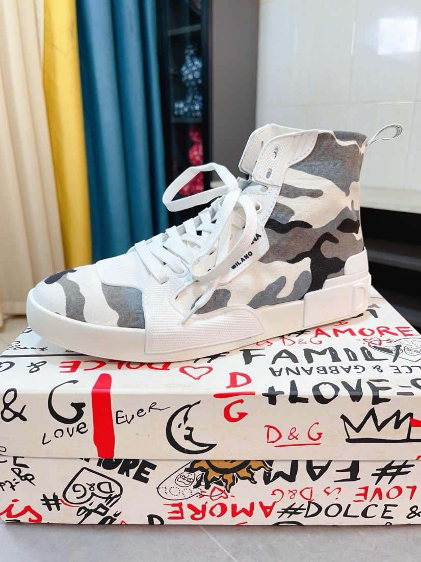 Dolce & Gabbana Camouflage High-Top Sneakers — front