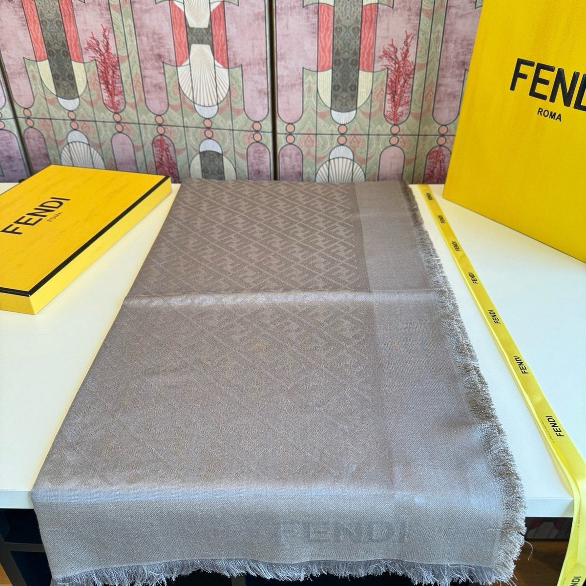 Fendi Fringed Monogram Scarf — front