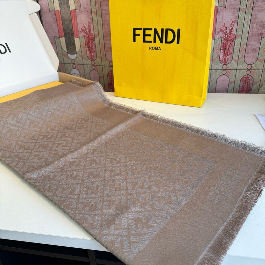Fendi Fringed Monogram Scarf — front