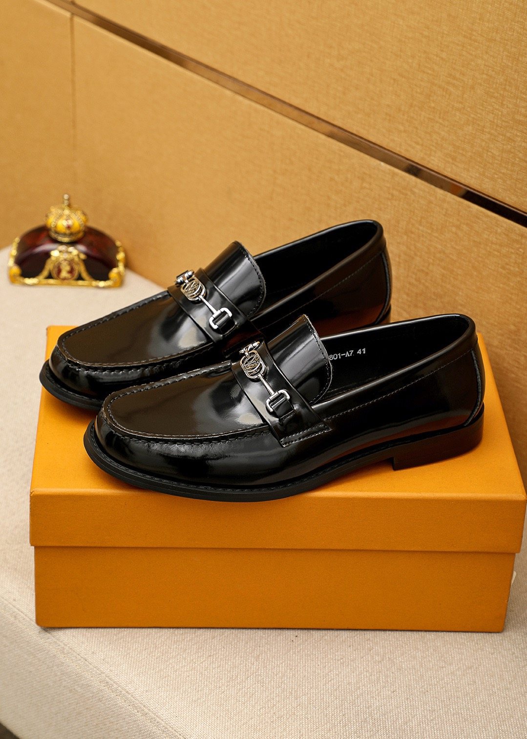 Louis Vuitton Black Leather Buckle Loafers — front
