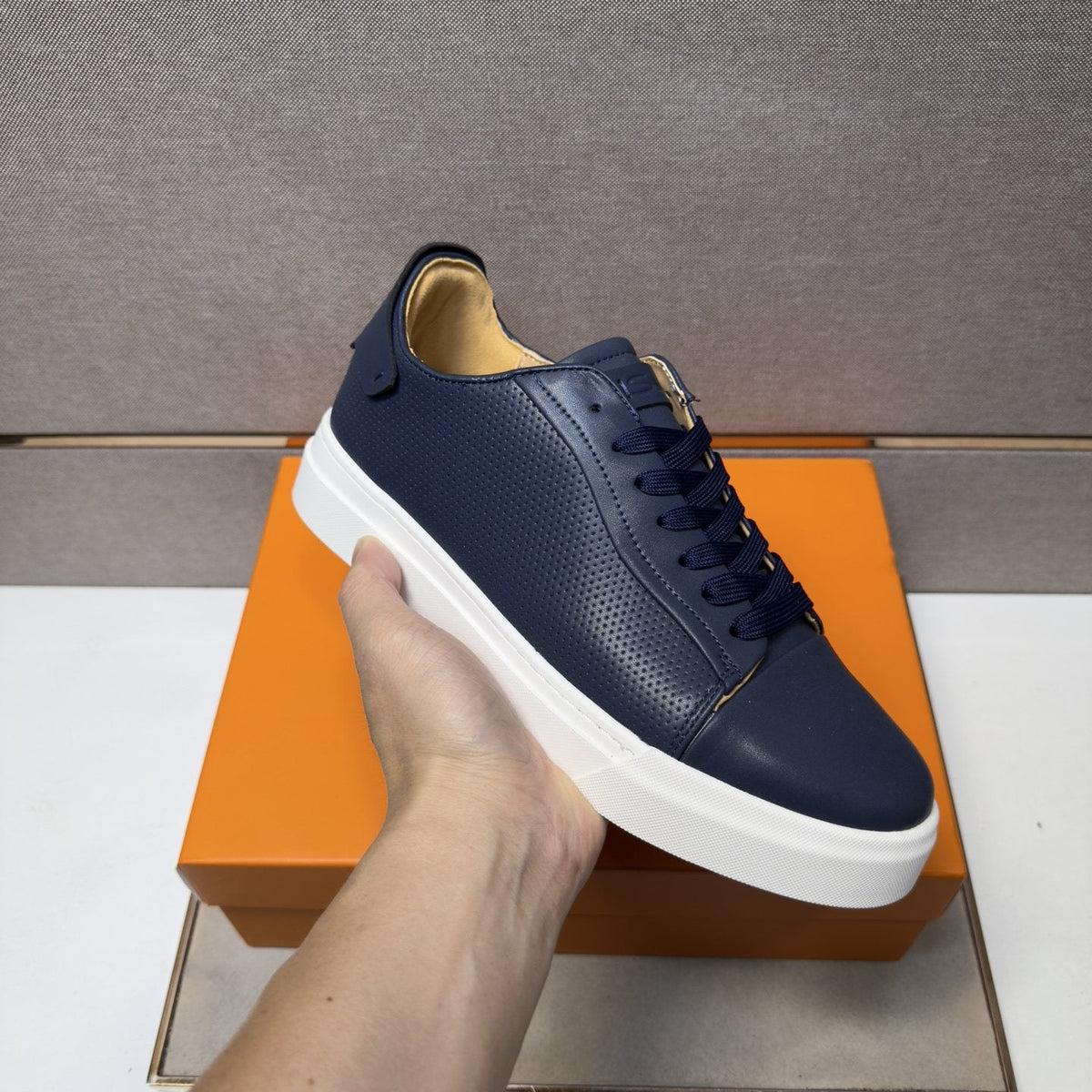 Santoni Navy Blue Low-Top Sneakers — model