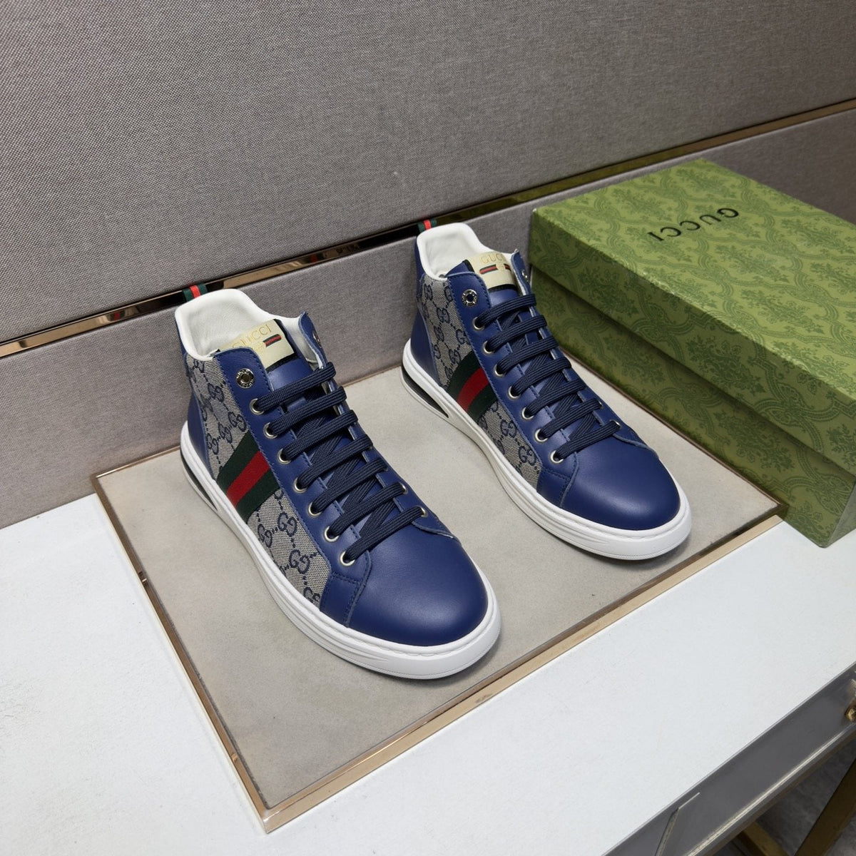 Gucci Men's Striped High-Top Sneakers — front