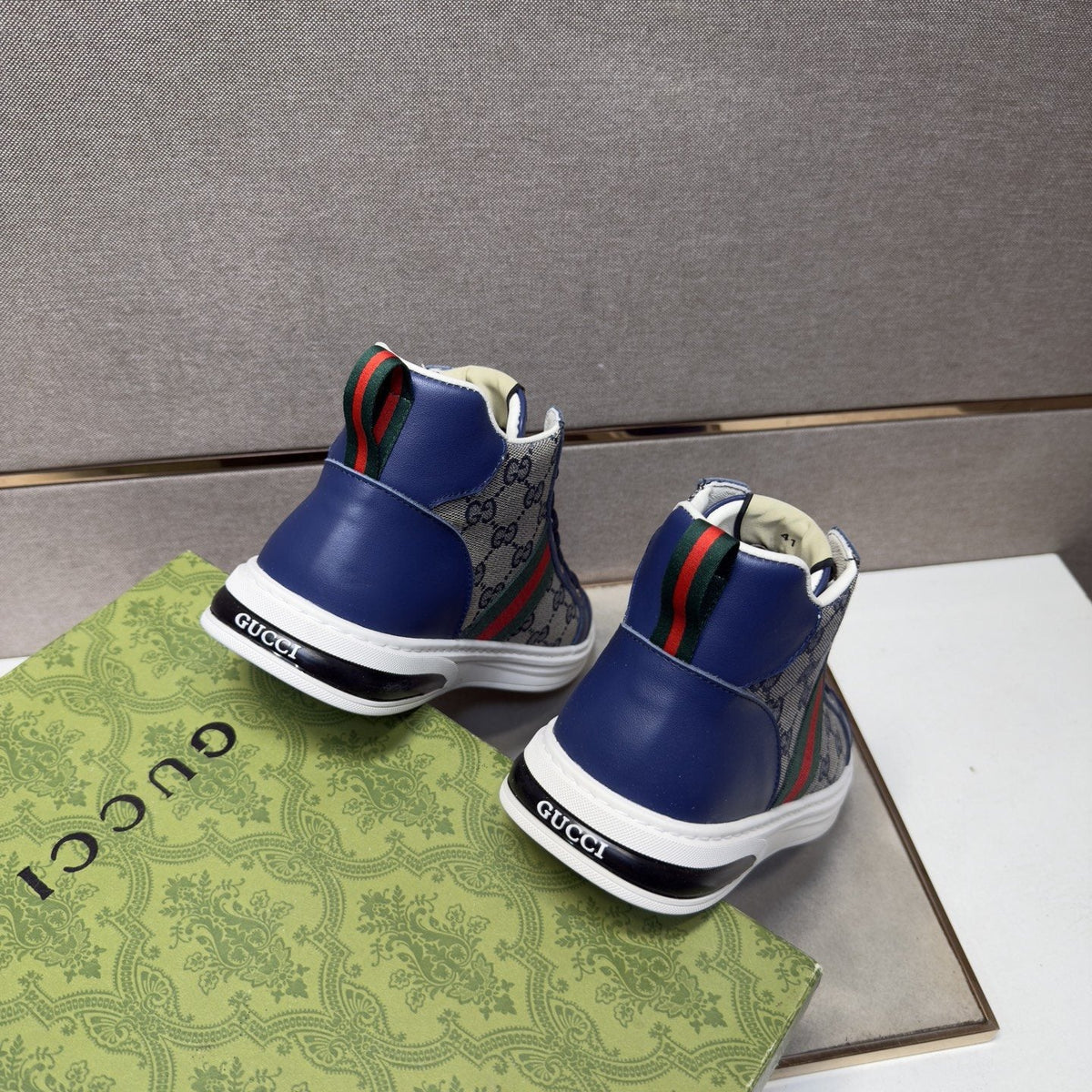 Gucci Men's Striped High-Top Sneakers — back