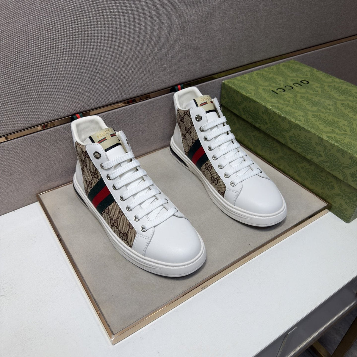 Gucci Men's Striped High-Top Sneakers — front