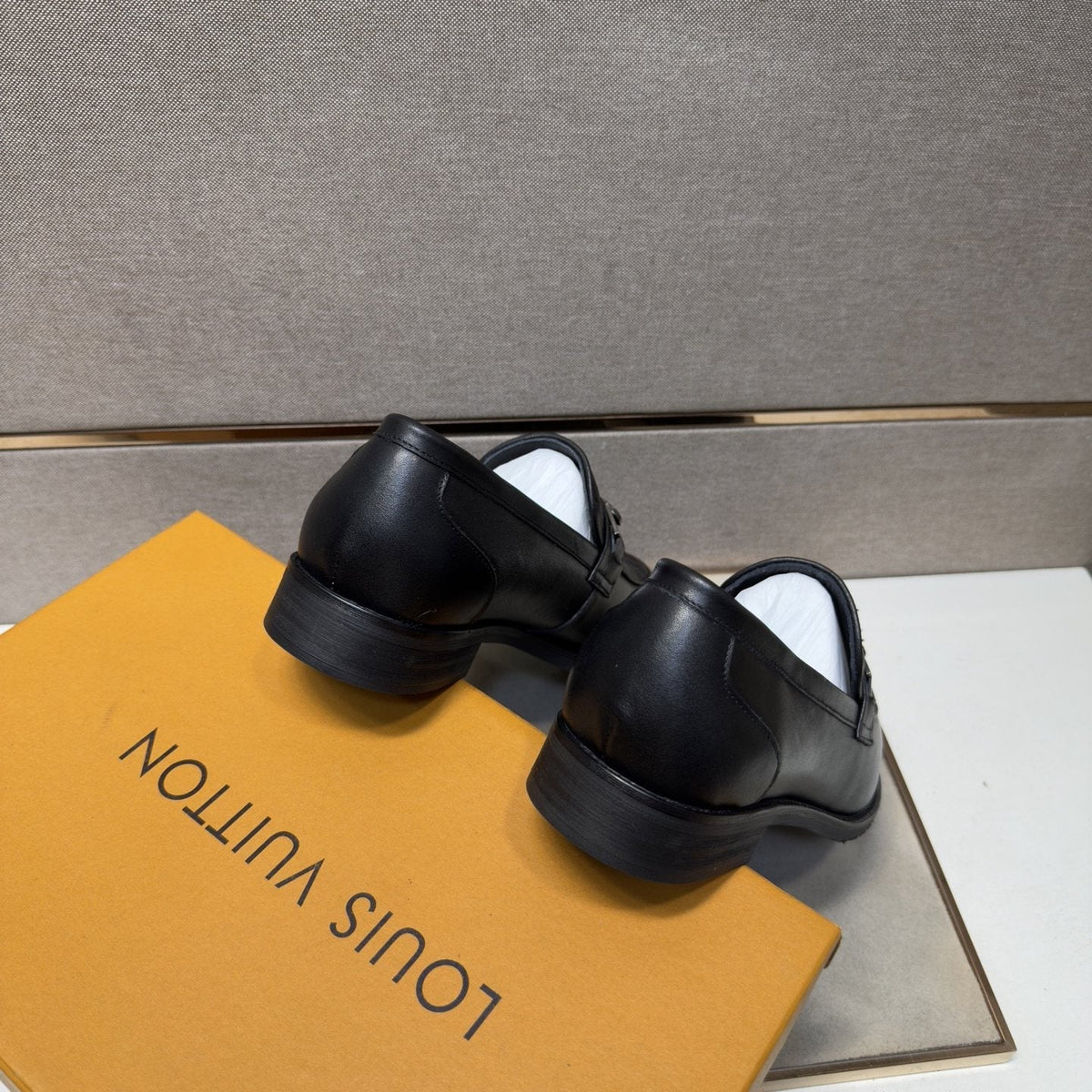 Louis Vuitton Embossed Metal-Bar Loafers — back