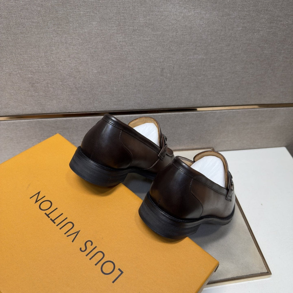 Louis Vuitton Embossed Metal-Bar Loafers — back