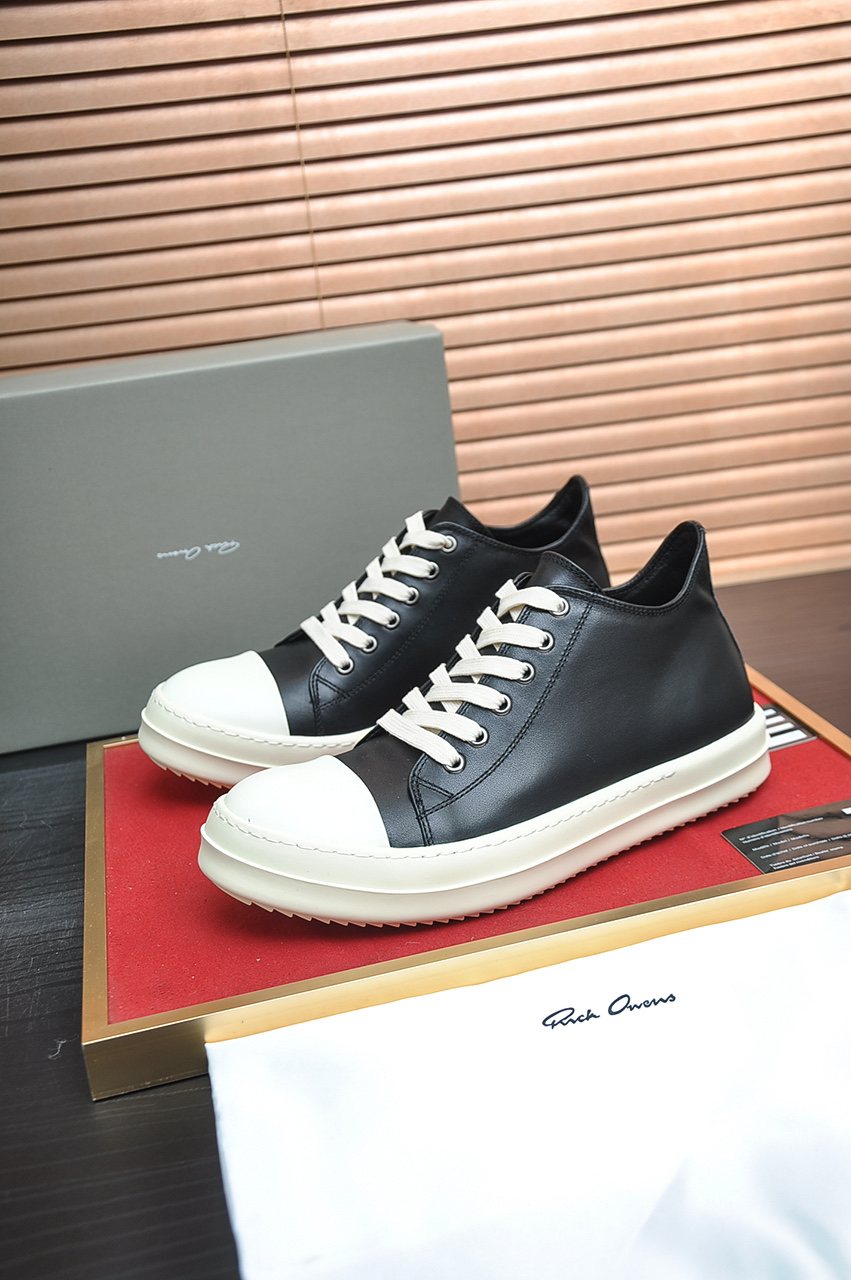 Rick Owens Geometric Seam Platform Low-Top Sneakers — front