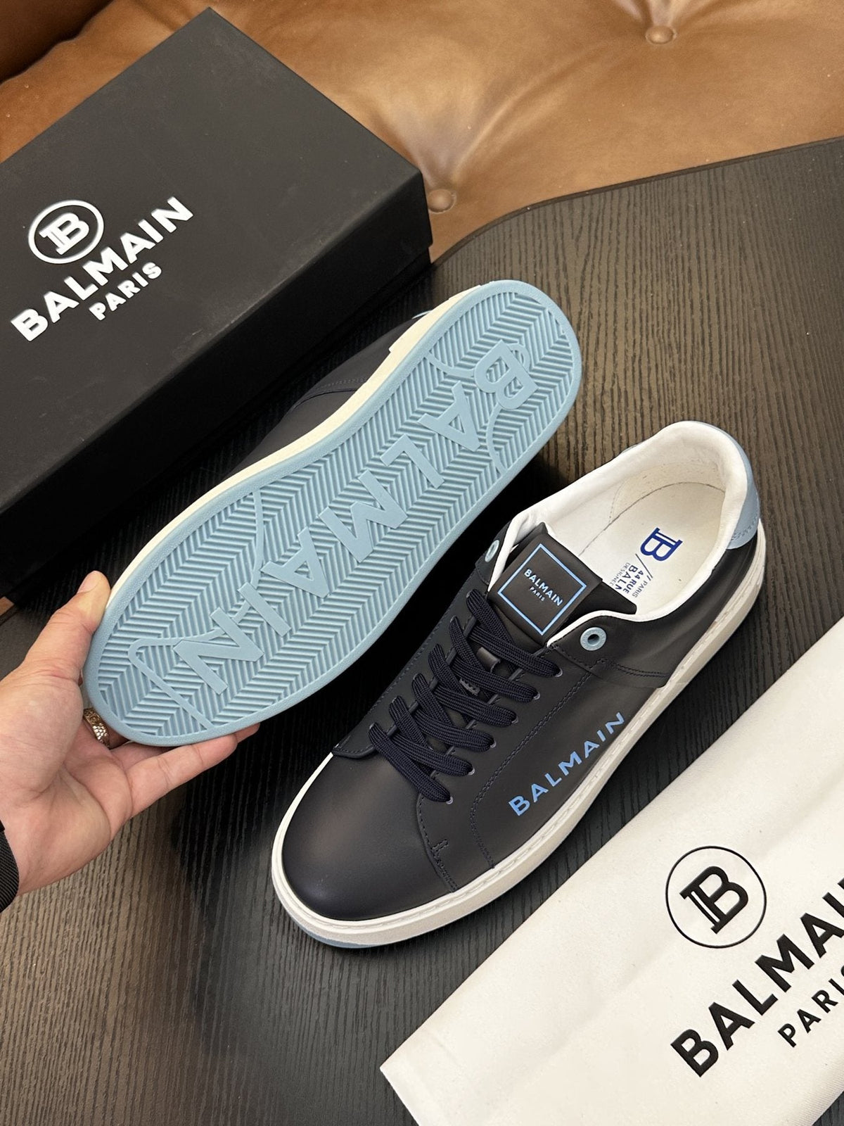Balmain B-Skate Low-Top Sneakers — side