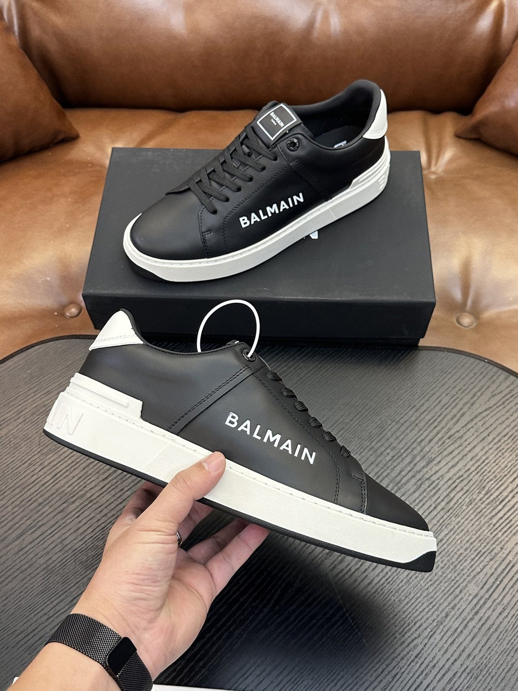 Balmain B-Skate Low-Top Sneakers — side