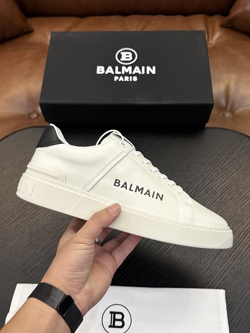 Balmain B-Skate Low-Top Sneakers — side