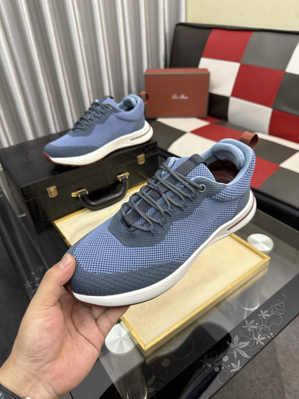 Knit Lace-Up Sneakers — front