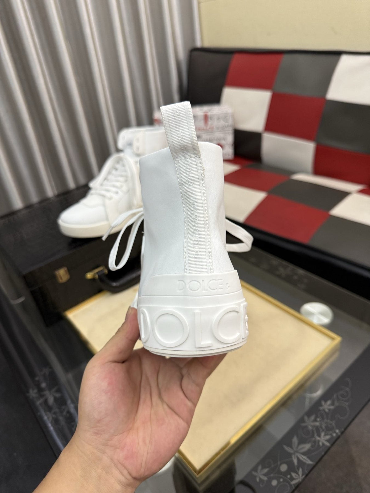 Dolce & Gabbana Paneled High-Top Sneakers — back