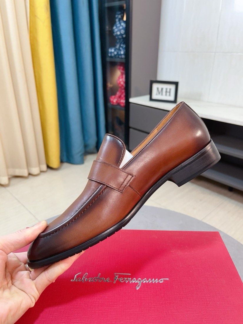 Salvatore Ferragamo Glossy Metal Ornament Loafers — side