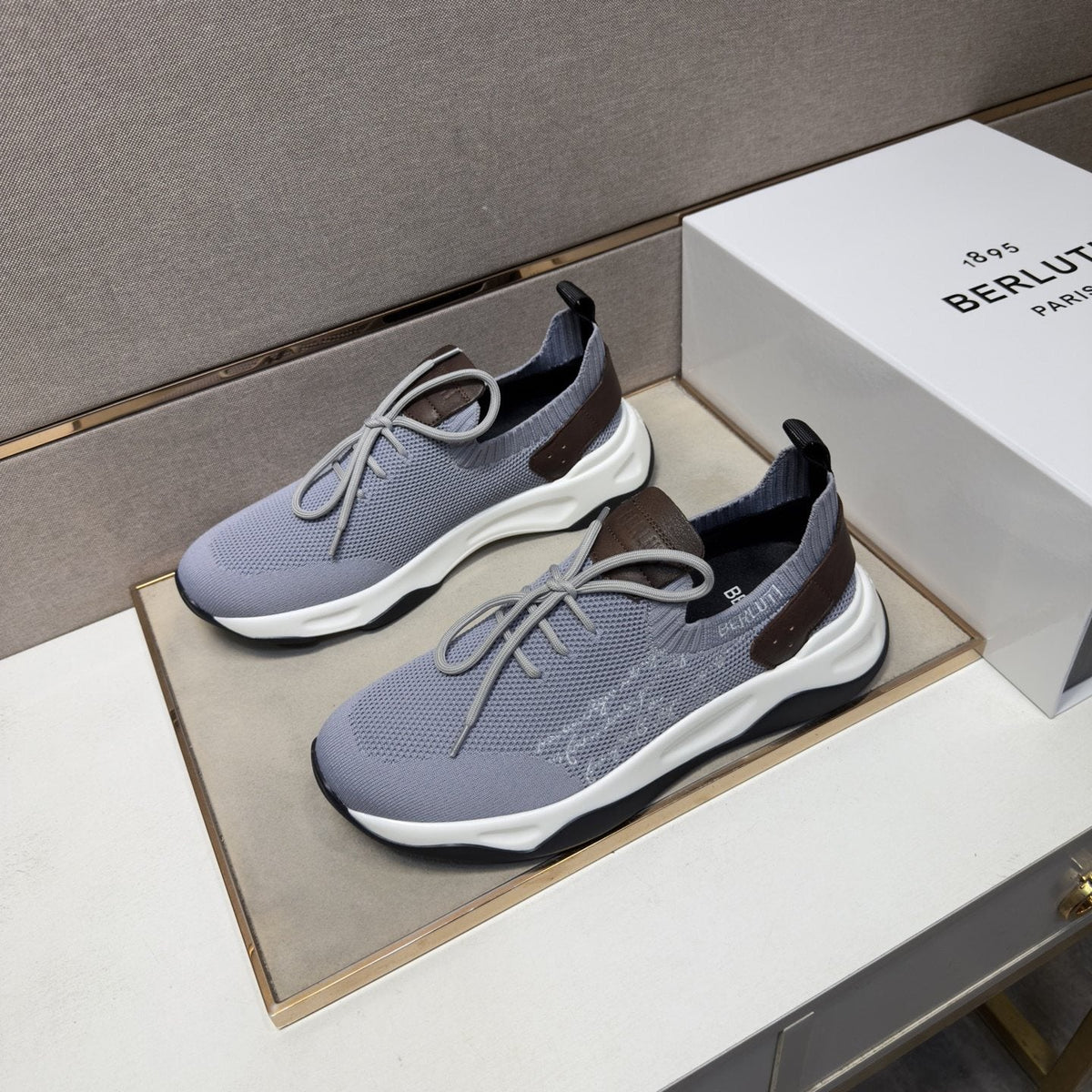 Berluti Mesh-Panel Sculpted-Sole Sneakers — front