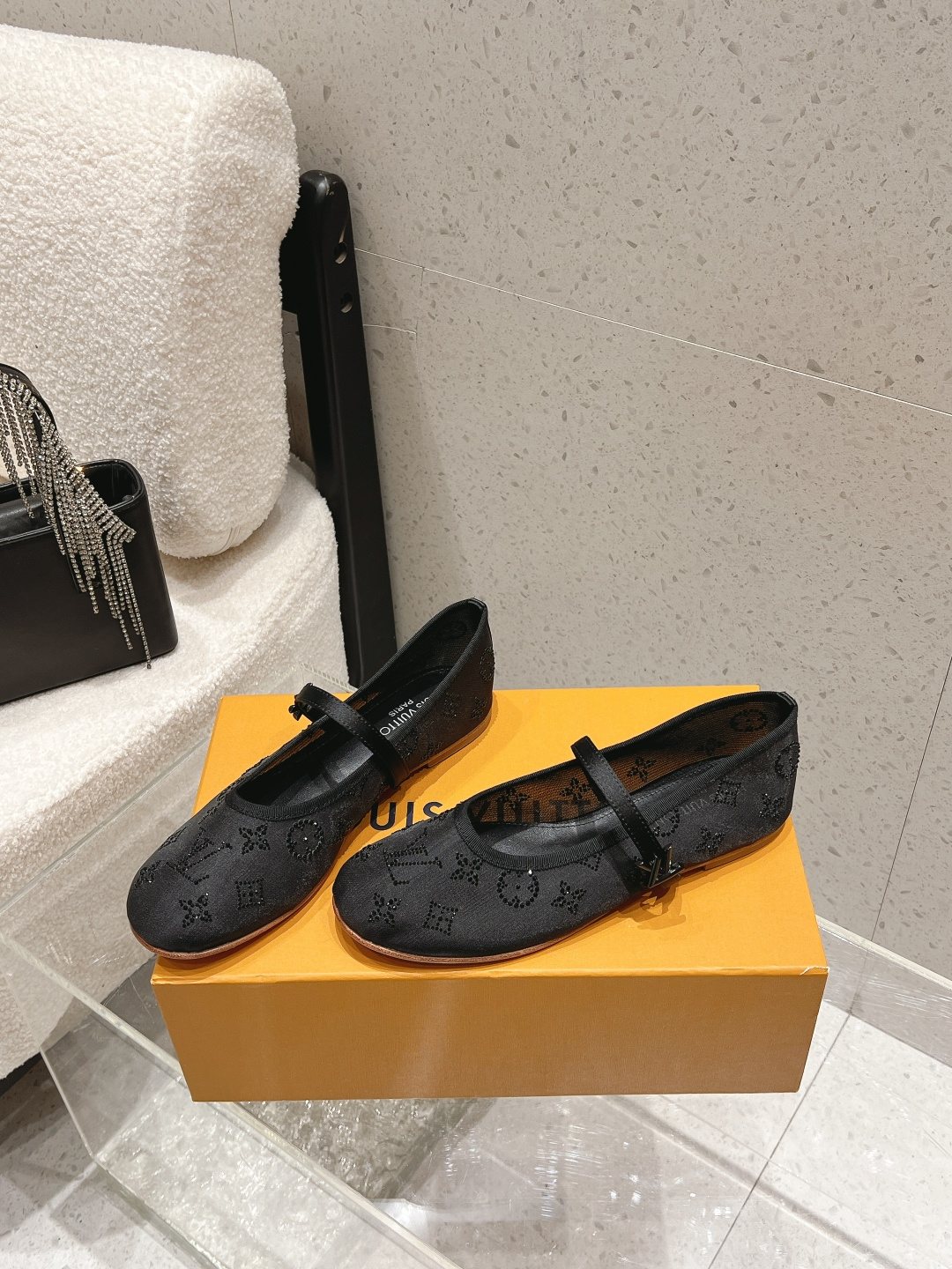 Louis Vuitton Patterned Double-Strap Mary Jane Flats — side