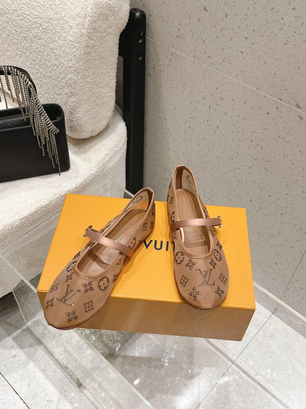 Louis Vuitton Patterned Double-Strap Mary Jane Flats — side