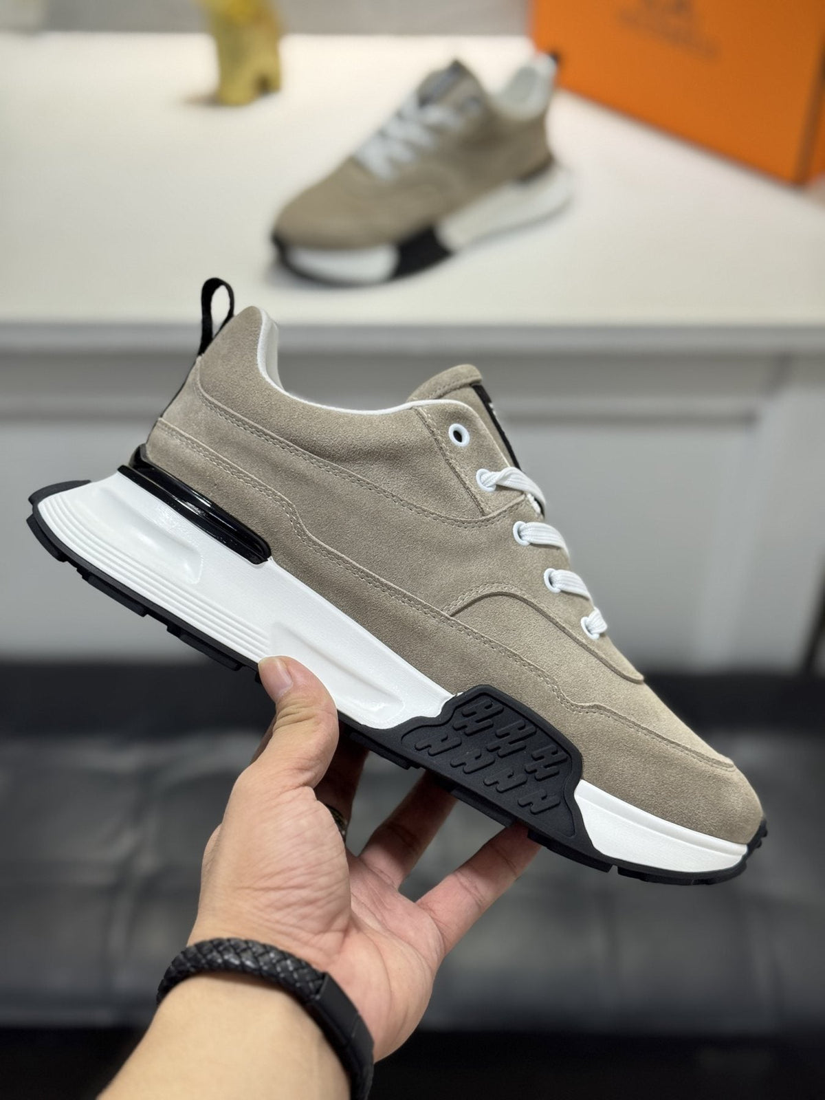 Hermès Men's Paneled Lace-Up Sneakers — model