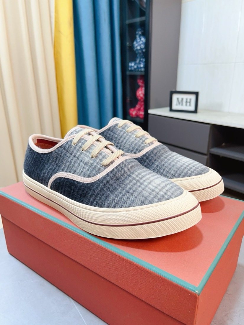 Loro Piana Contrast-Trim Low-Top Casual Shoes — front