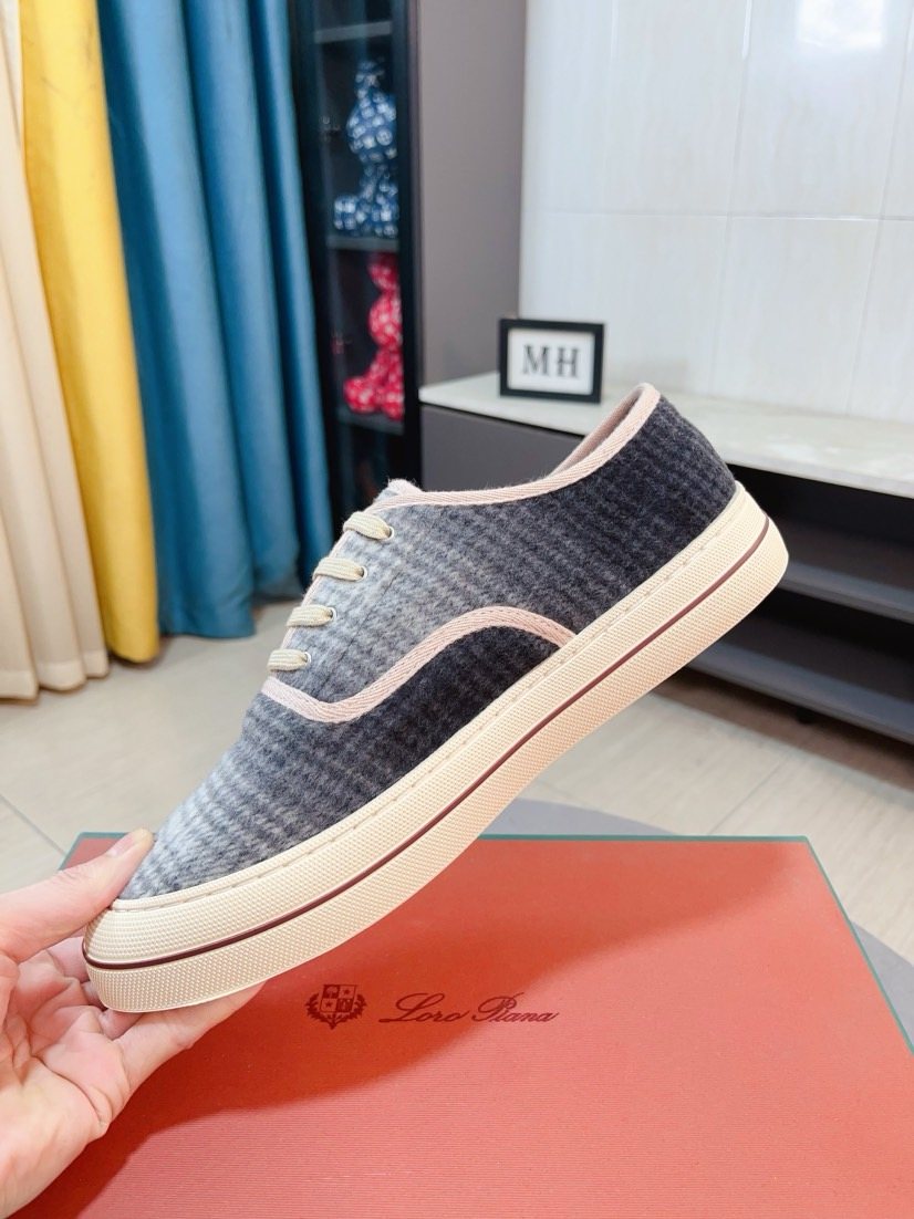 Loro Piana Contrast-Trim Low-Top Casual Shoes — model
