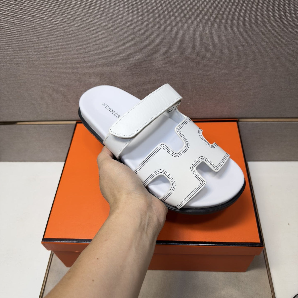 Hermès Cutout Slide Sandals — model
