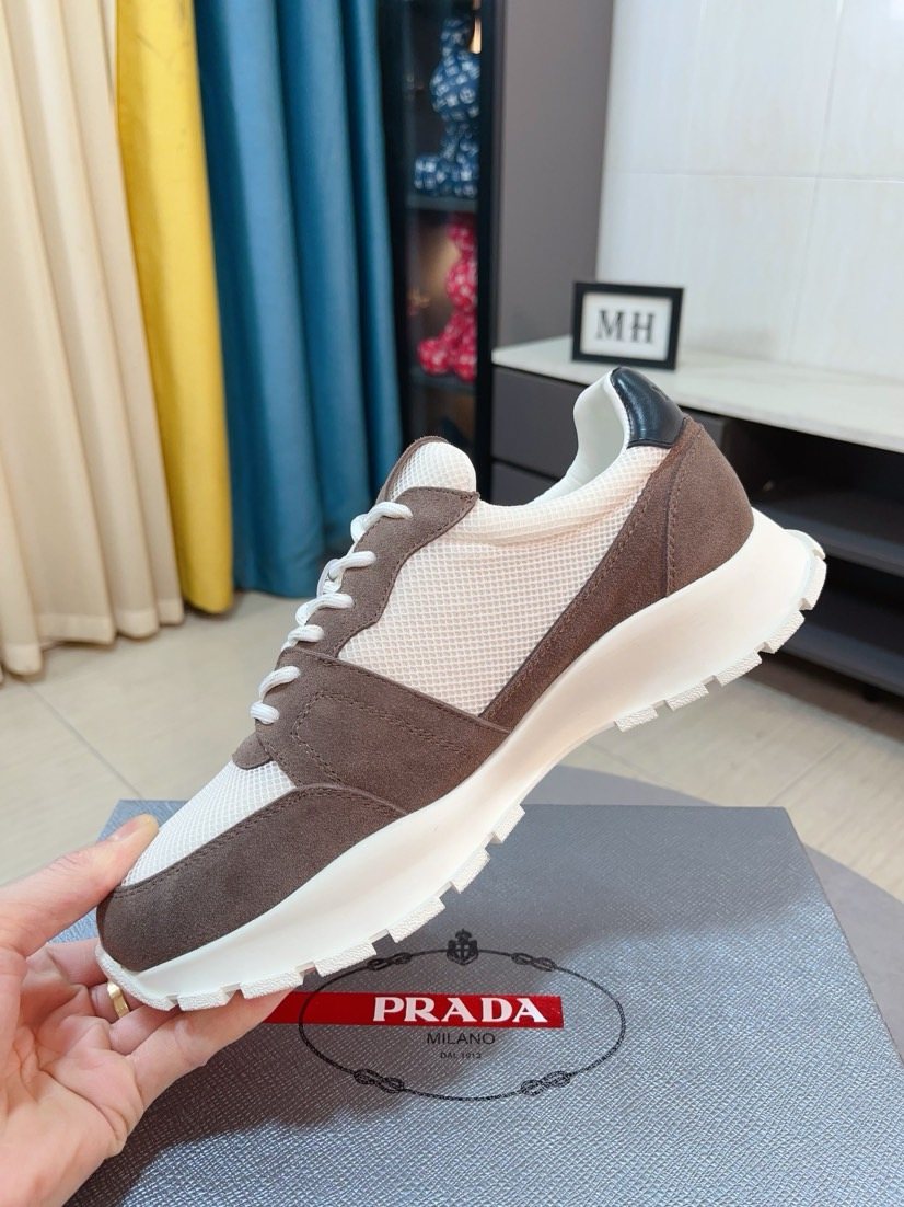 Prada Mesh Panel Lug Sole Sneakers — side