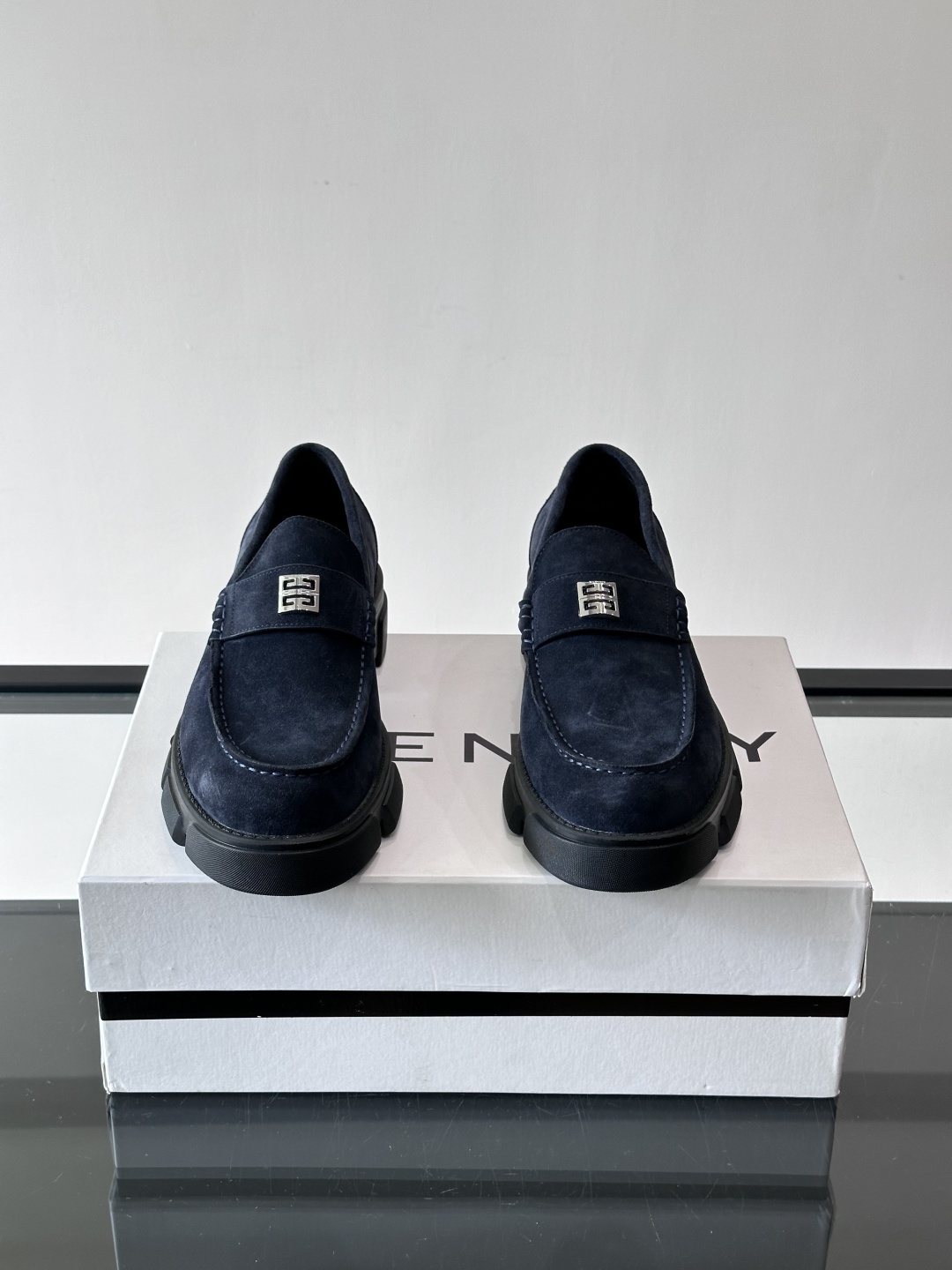 Givenchy Suede Lug-Sole Loafers — front