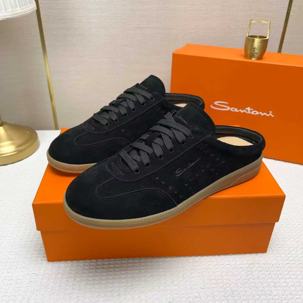 Santoni Perforated Low-Top Sneakers — front