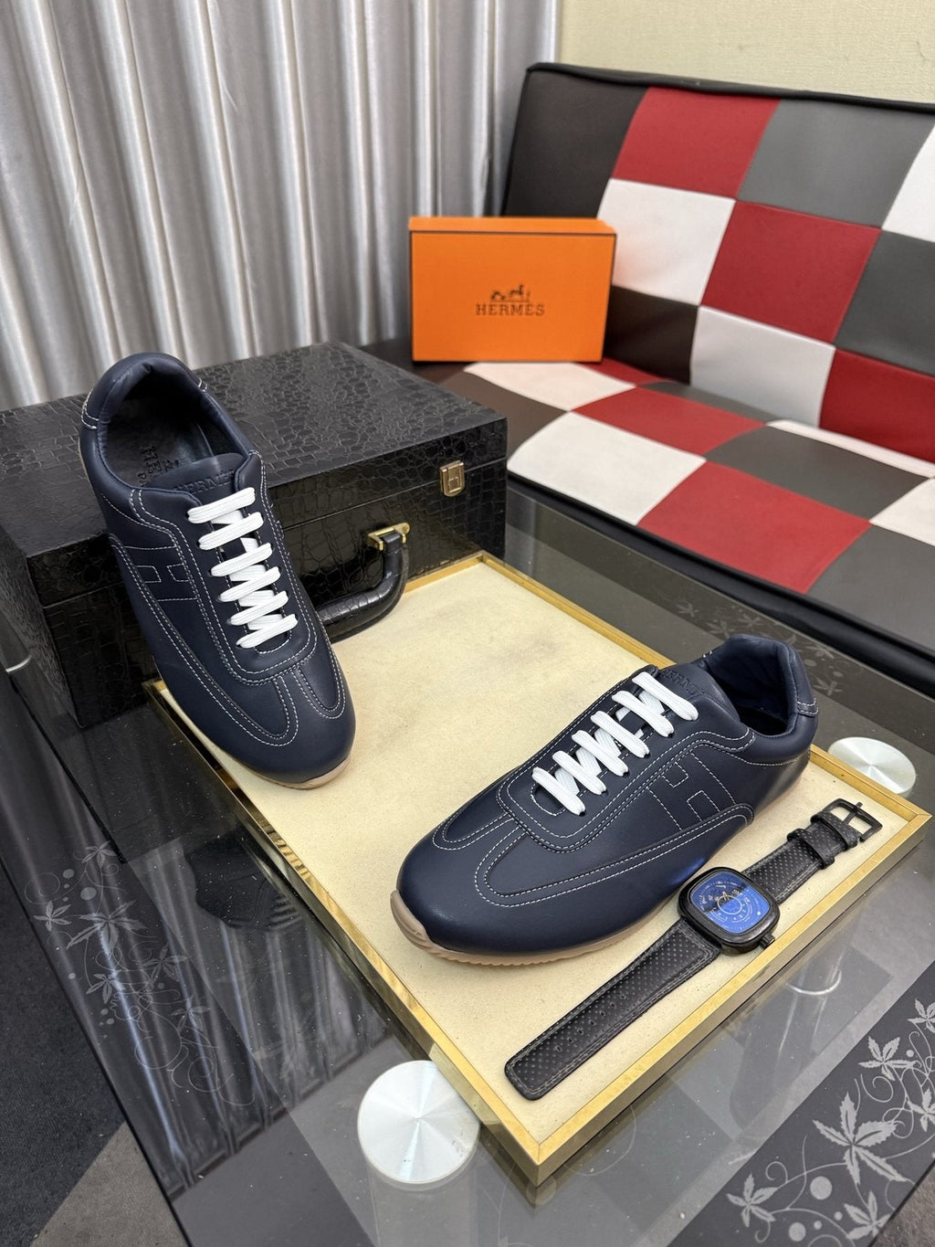 Hermès Stitched Low-Top Sneakers — front