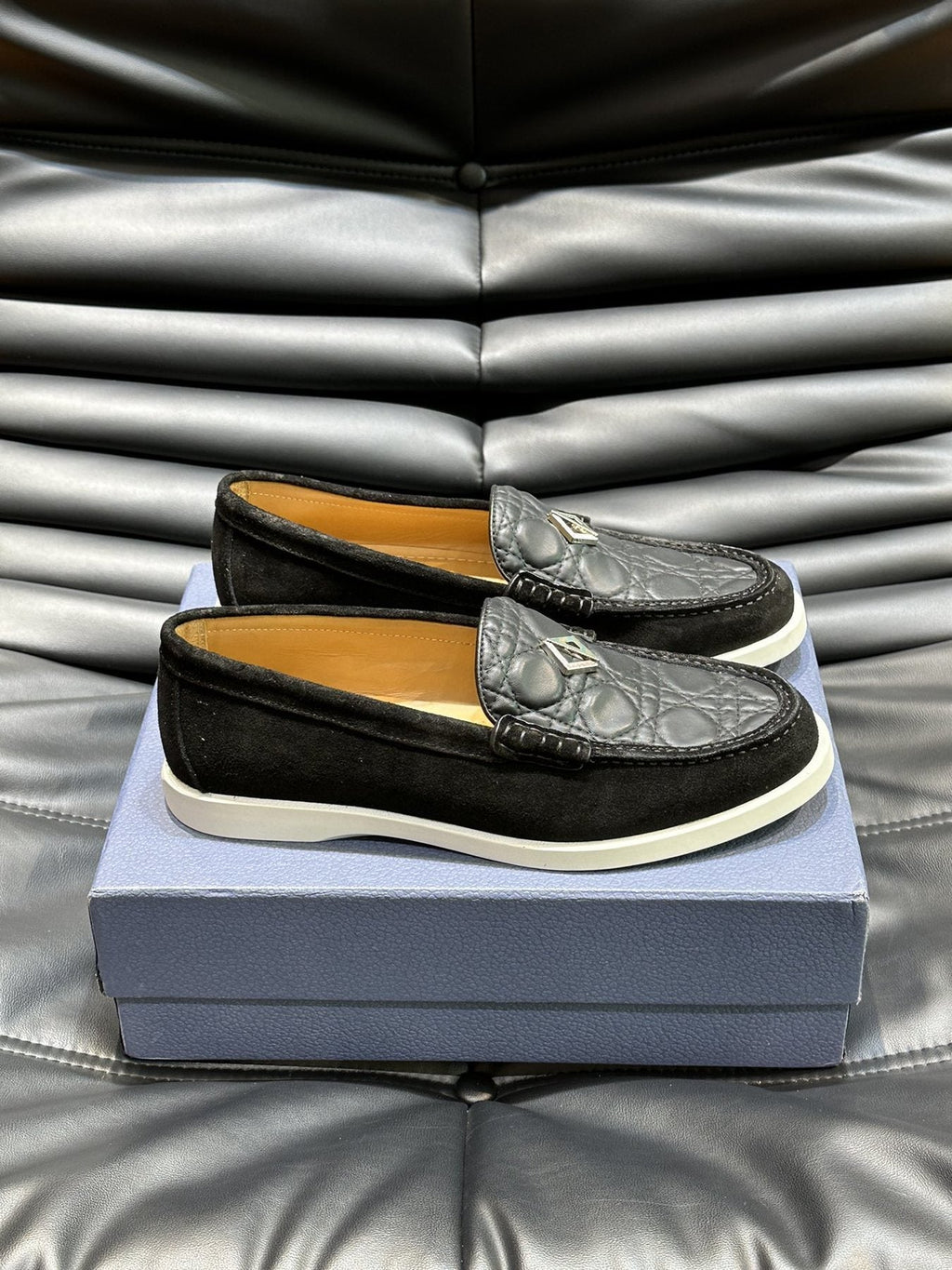 Dior Patterned Panel Loafers — front