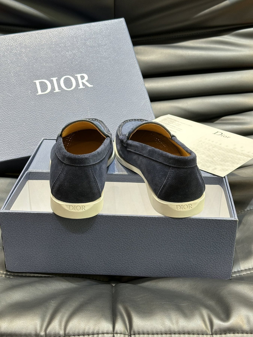 Dior Patterned Panel Loafers — back