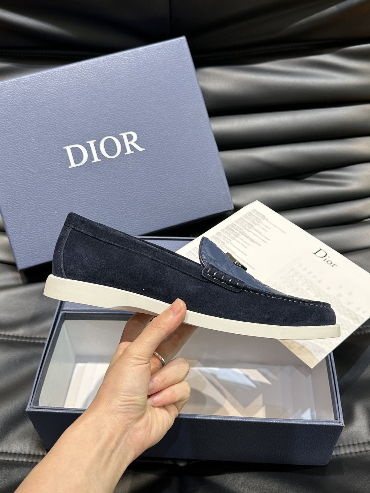 Dior Patterned Panel Loafers — side