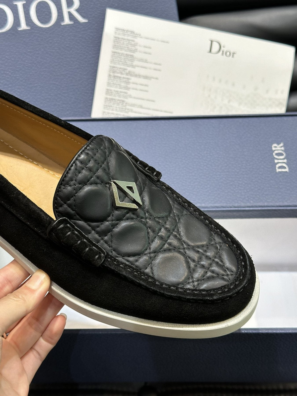 Dior Patterned Panel Loafers — detail