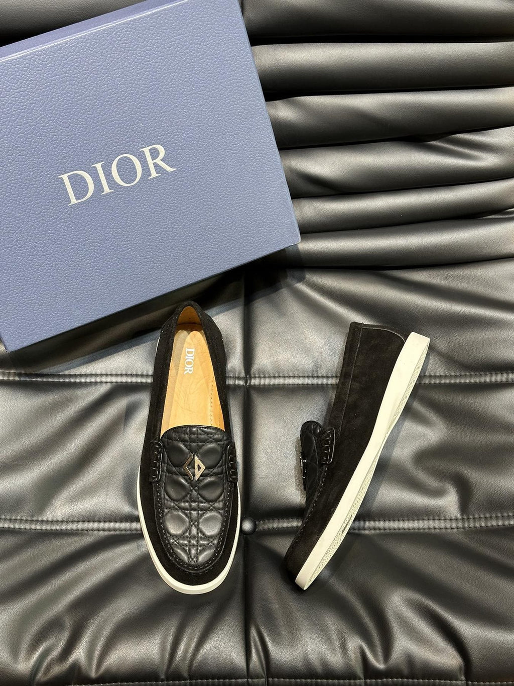 Dior Patterned Panel Loafers — side