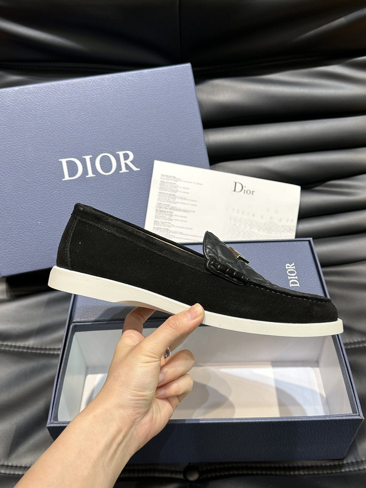 Dior Patterned Panel Loafers — front
