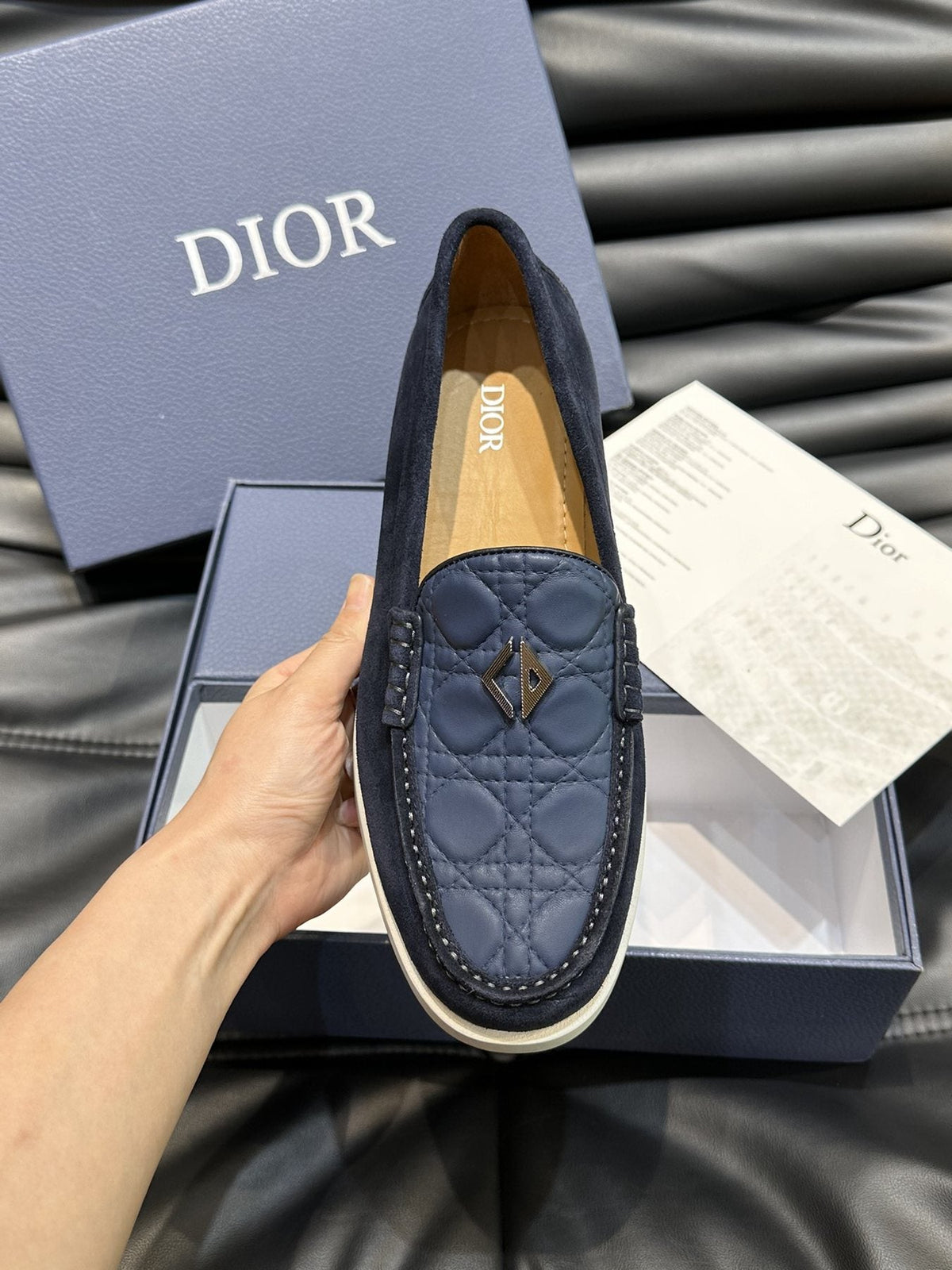 Dior Patterned Panel Loafers — front