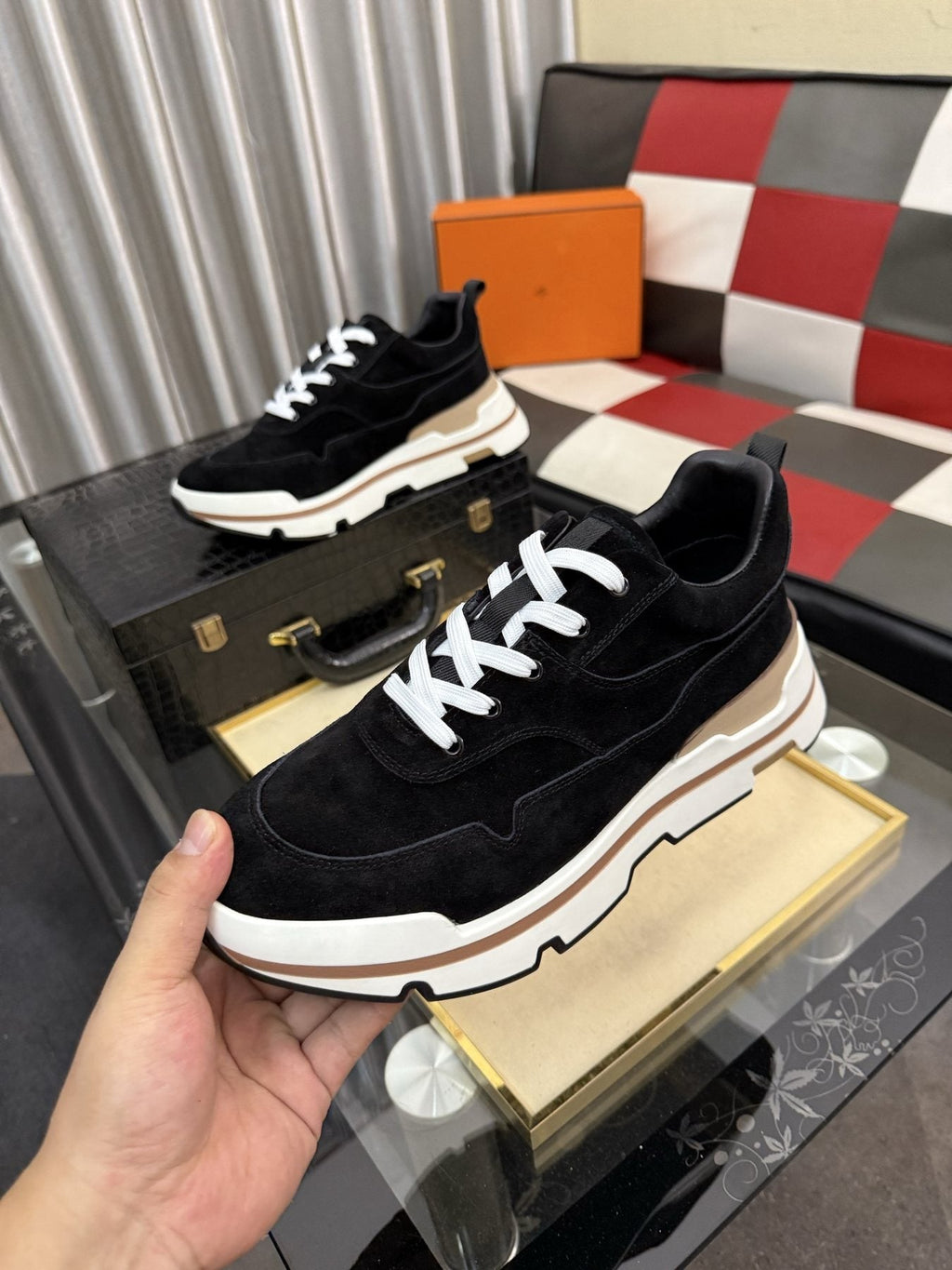 Hermès Layered-Sole Casual Sneakers — model