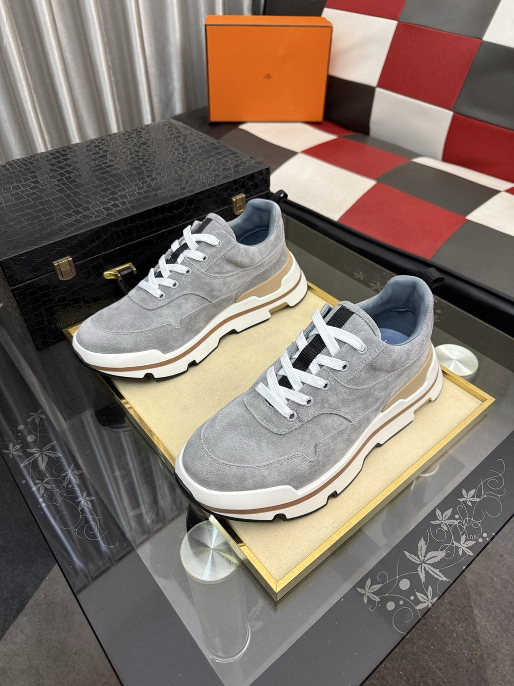 Hermès Layered-Sole Casual Sneakers — front