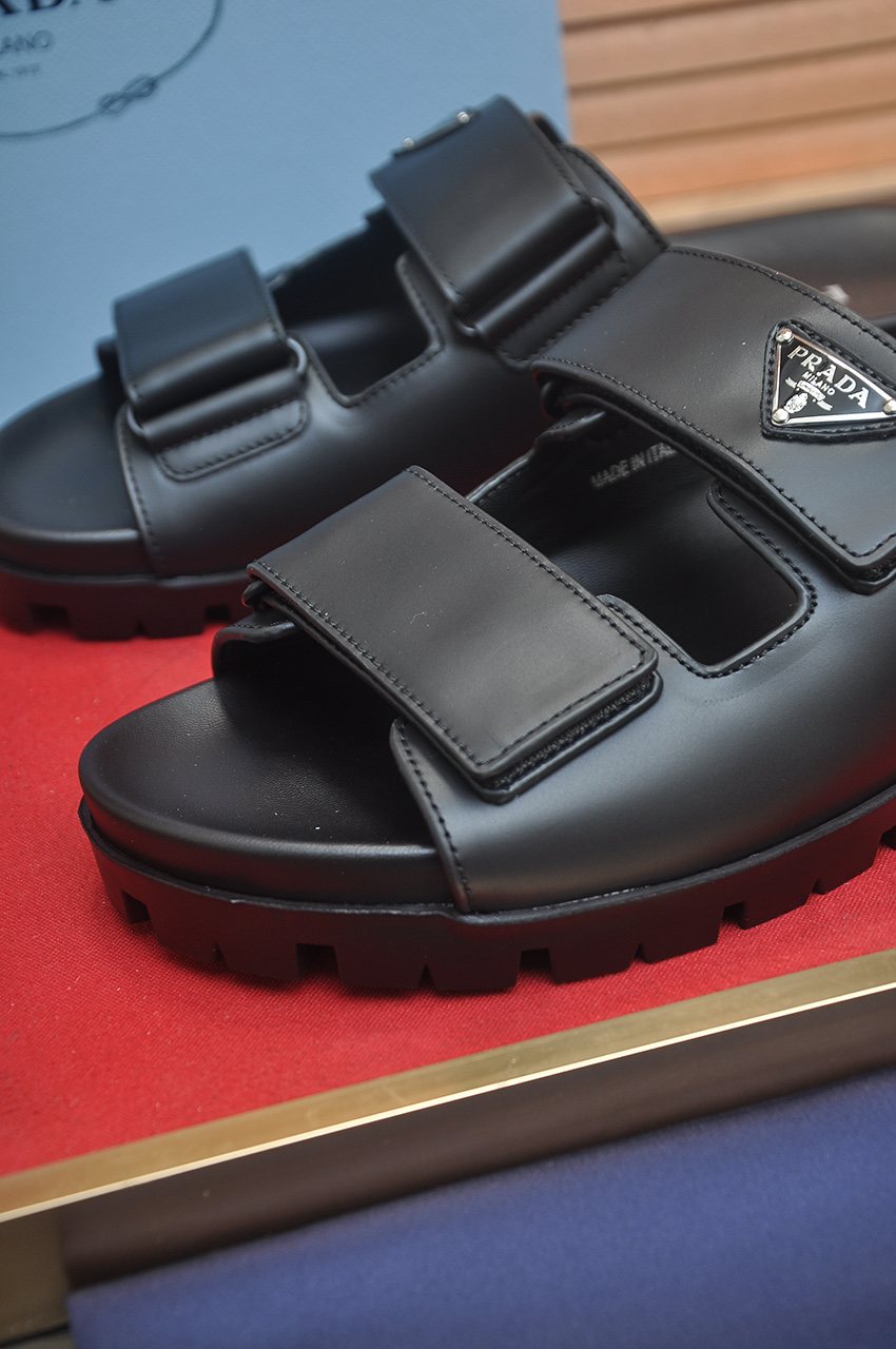 Prada Two-Strap Lug Sole Slide Sandals — detail