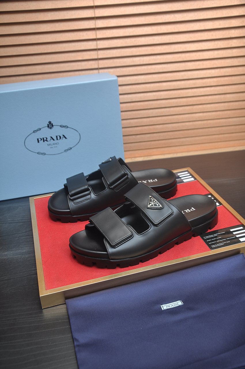 Prada Two-Strap Lug Sole Slide Sandals — side