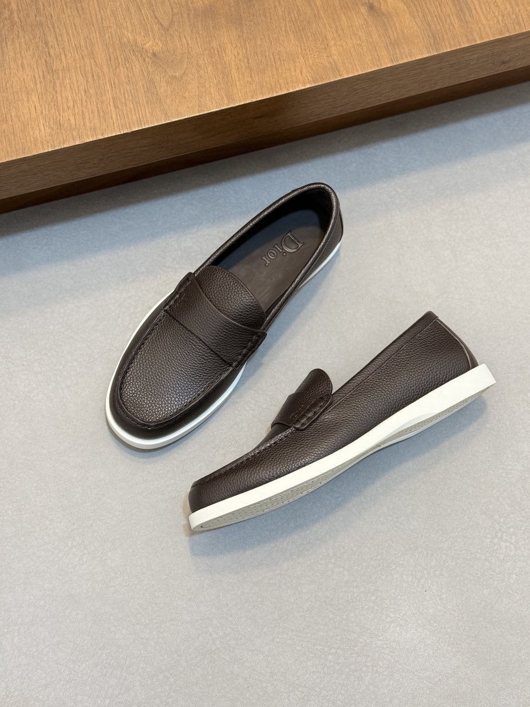 Dior Textured Leather Slip-On Shoes — front