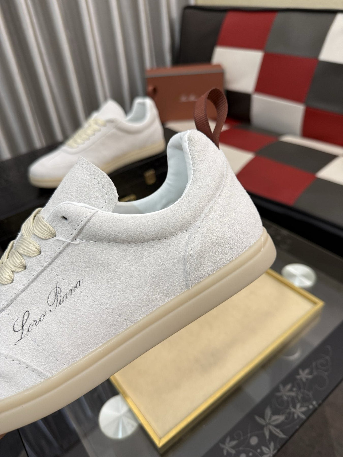 Loro Piana Low-Top Lace-Up Sneakers — detail