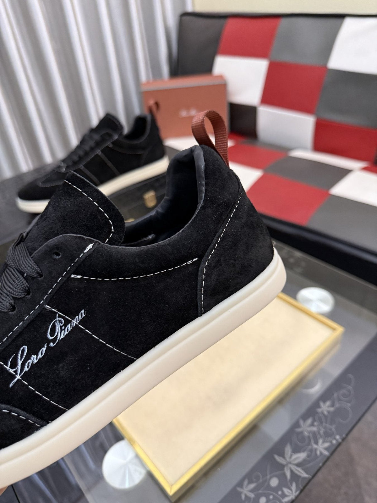 Loro Piana Low-Top Lace-Up Sneakers — detail