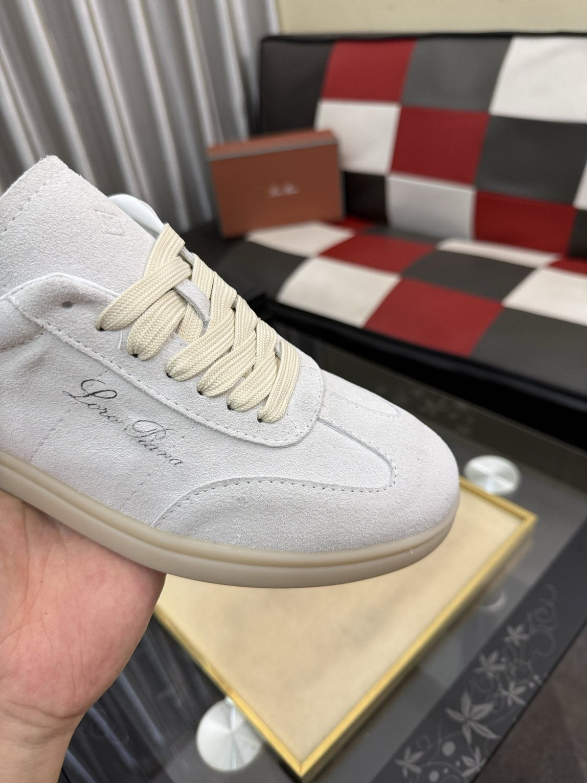 Loro Piana Low-Top Lace-Up Sneakers — detail
