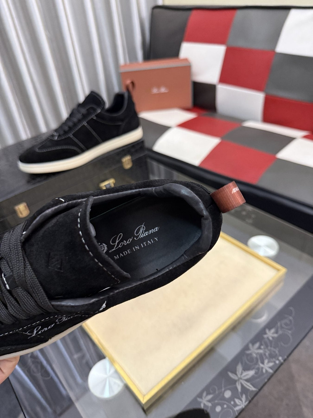 Loro Piana Low-Top Lace-Up Sneakers — detail